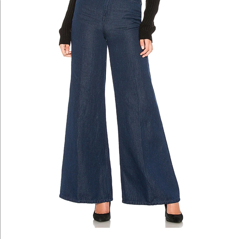 FREE PEOPLE Dark Denim Wide Legged Jeans NWOT - Picture 2 of 8